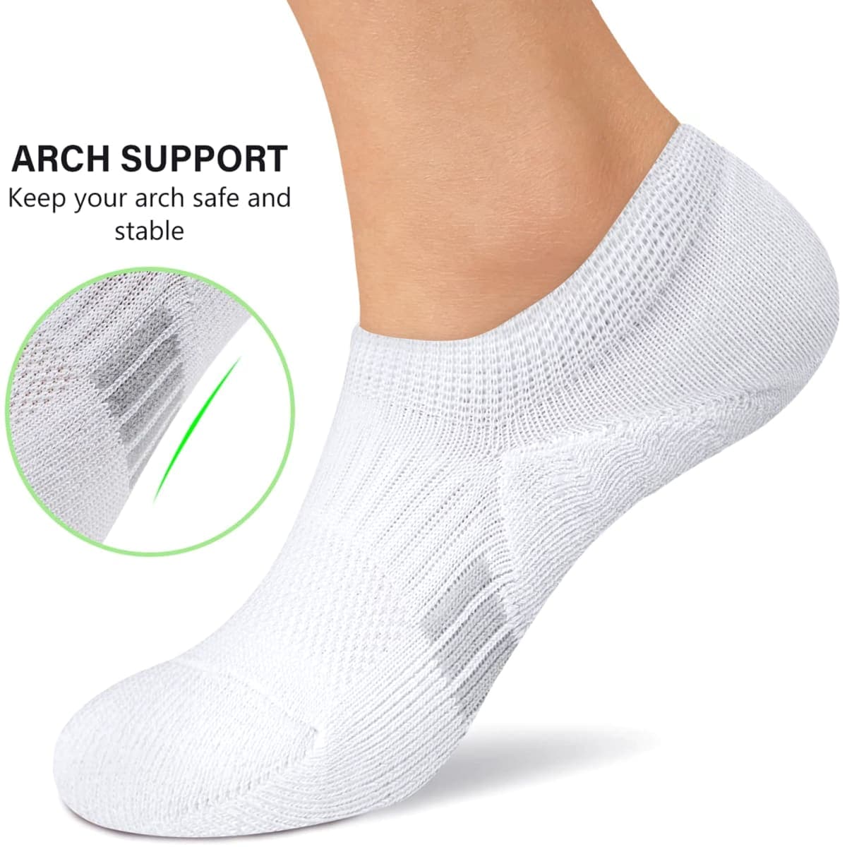 Amutost No Show Socks Womens Athletic Cushion Ankle Footies Low Cut 5-6 Pairs, Grey2white2black2, 8-10 thumbnail 3