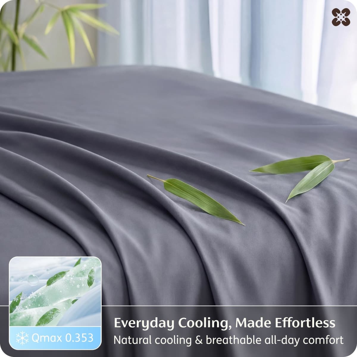 Bedsure California King Sheet Sets, Cooling Sheets, Rayon Derived from Bamboo, Deep Pocket Up to 16", PureWoven, Breathable & Soft, Hotel Luxury Silky Bedding for Hot Sleepers, White thumbnail 4