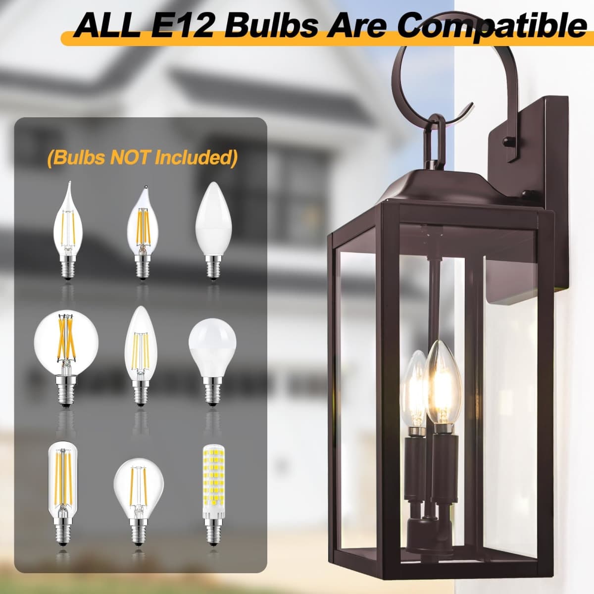 19" Oil Rubbed Bronze Outdoor Wall Lantern 2-Light, Large Outside Modern Wall Sconce Light Fixture, Brown Porch Light Wall Mount with Glass, Waterproof Farmhouse Exterior Lamp Lighting thumbnail 5