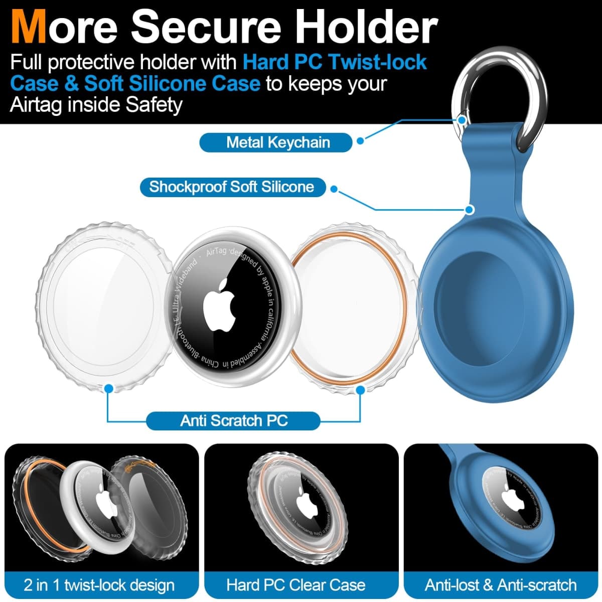 4 Pack Compatible with Holder Keychain IPX8 Waterproof thumbnail 3