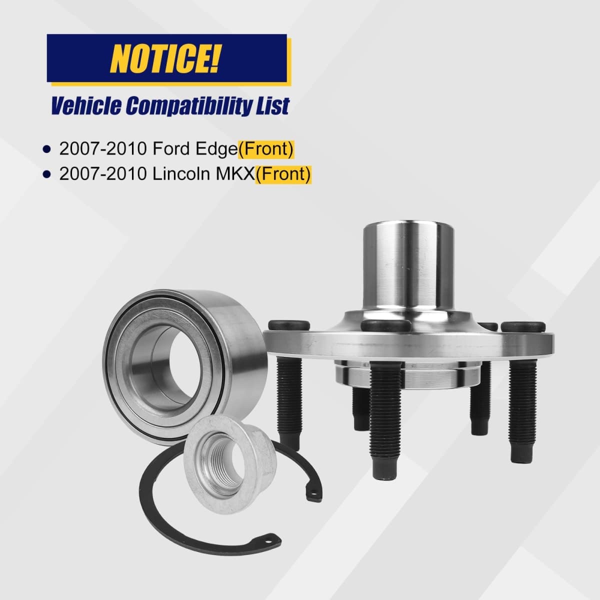 KUSATEC 518517 2pcs Front Wheel Bearing and Hub Assembly Compatible with 2007-2010 for Ford Edge Lincoln MKX, 5 Lug Bolts without ABS thumbnail 2