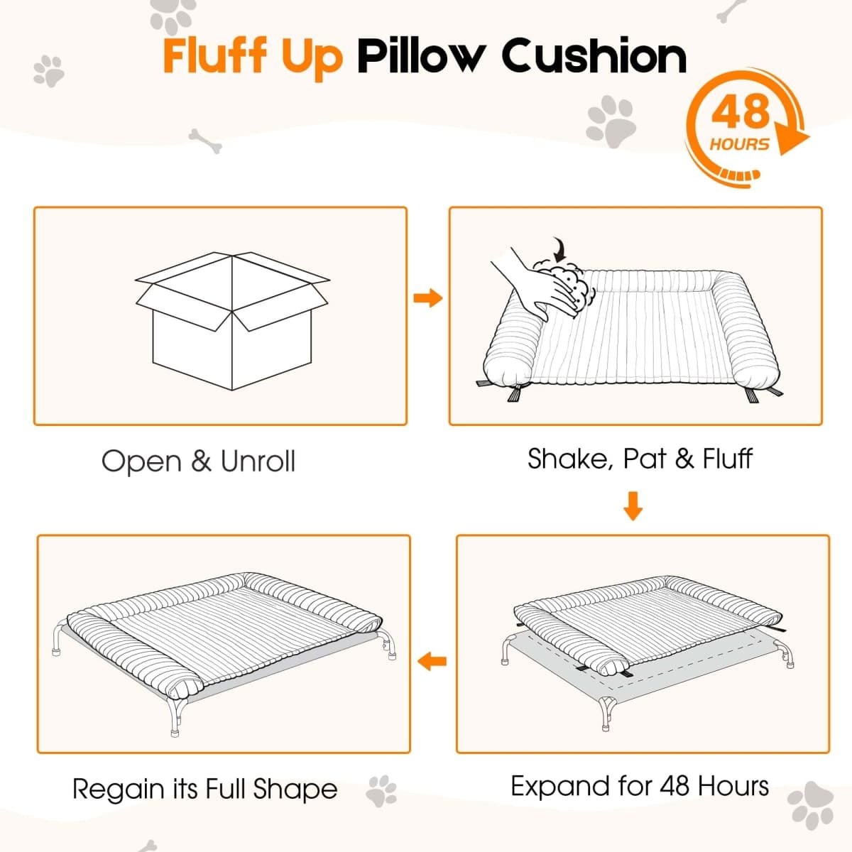 Elevated Dog Bed with Removable Fluffy Pillow Cushion, Raised Pet Cot Washable Bolster, Dog Couch Sofa, Anti Slip Feet, Breathable Mesh, Khaki, 36"×26" thumbnail 2