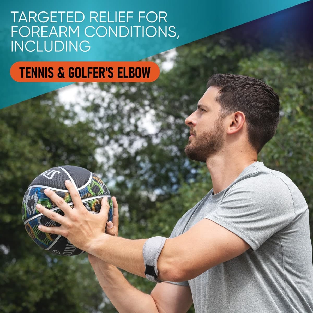 PhysFlex 2-Pack Elbow Brace for Men & Women, Adjustable Tennis & Golfer's Elbow Support Strap for Tendonitis Pain Relief - Compression Pad for Arm, Forearm, Tendon Pain Relief thumbnail 3