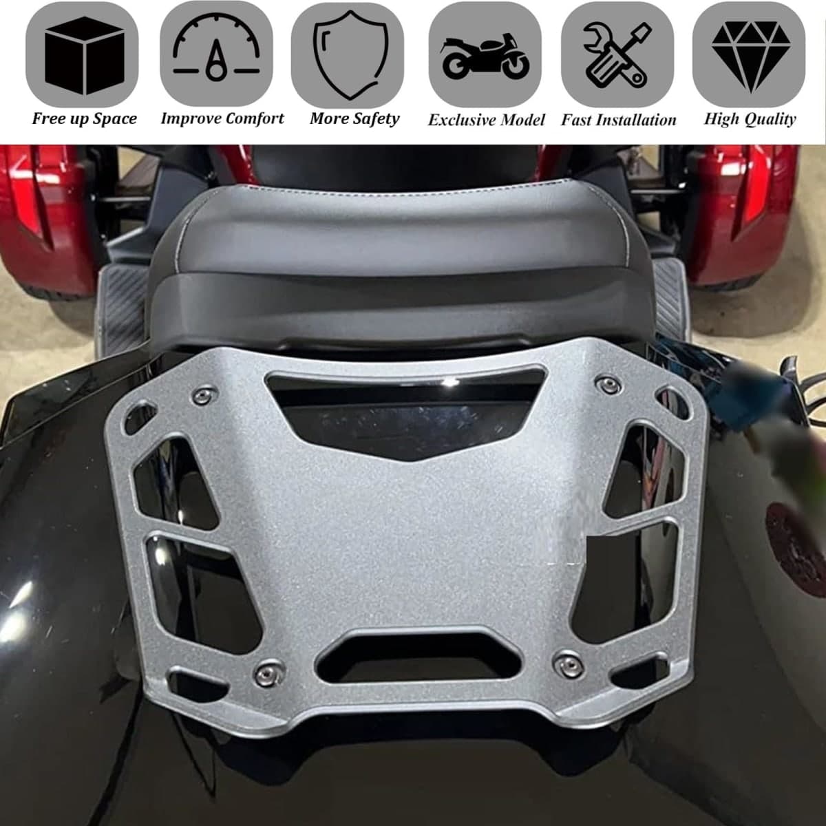 Motorcycle Luggage Rack Top Case Holder Support Bracket Cargo Carrier Shelf Holder Motorbike Accessories Compatible with Can-am Spyder F3 2017-2024 Spyder RT 2020-2024 thumbnail 2
