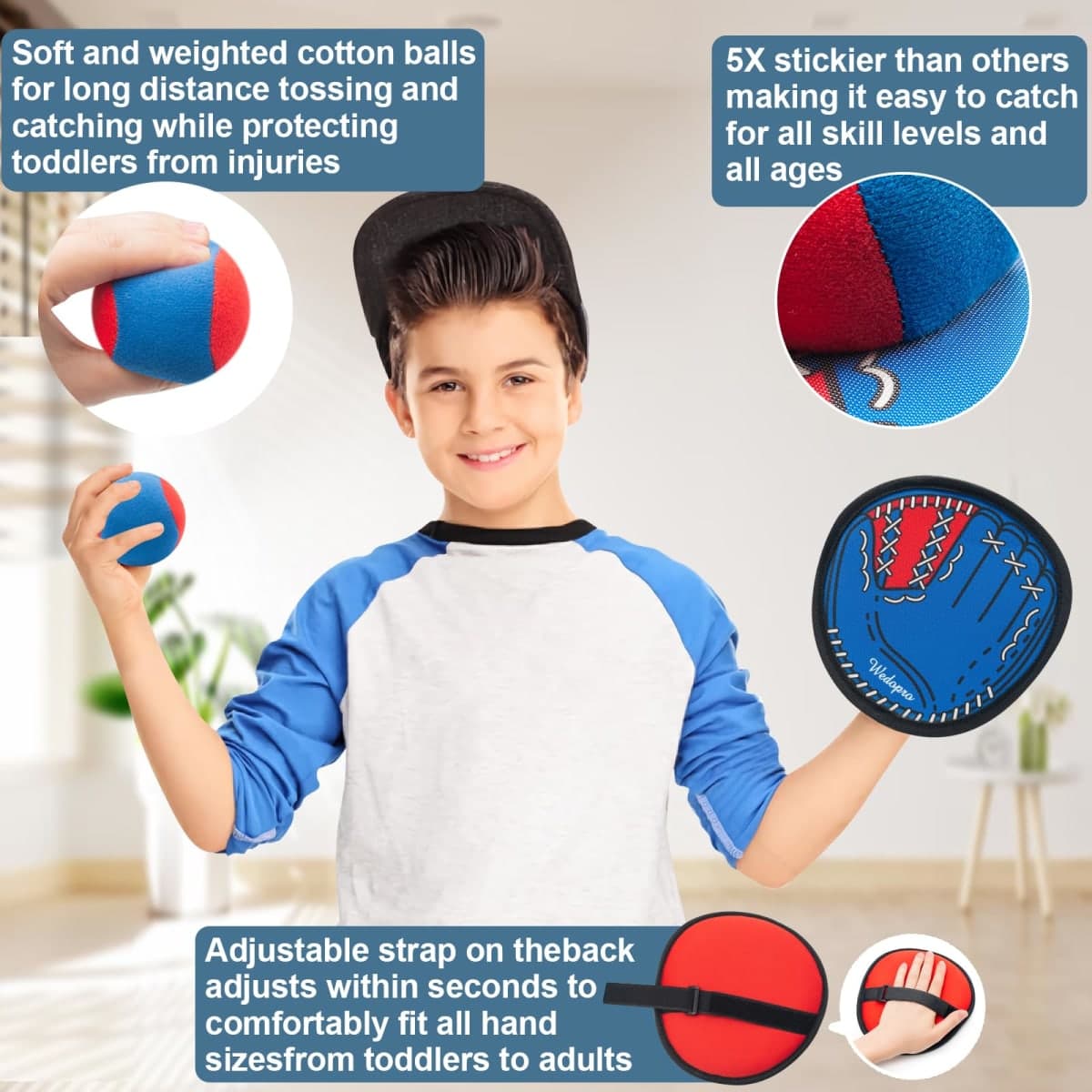 Toss and Catch Ball Game, Kids Toddler Baseball Glove & Catch Ball Toys, Outdoor Games for Family, Toys for Beach Yard Pool Outside, Birthday Easter Gift for Ages 3 4 5 6 7 8-12 Year Old Boys Girls thumbnail 4