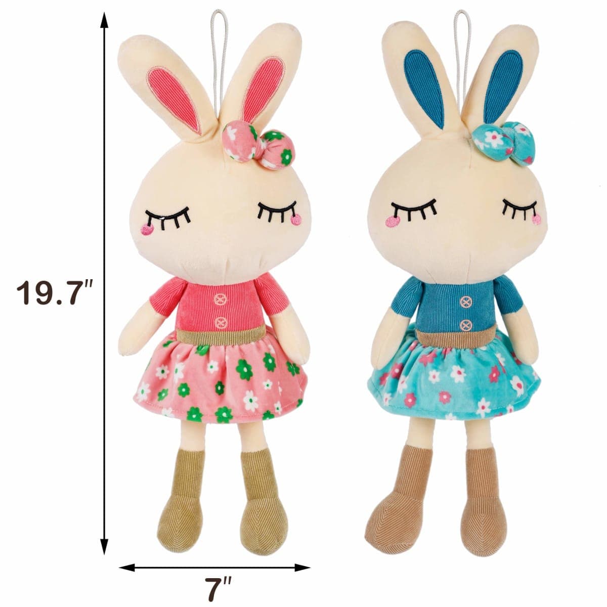 Set of 2 Easter Bunny Plush for Kids, 18.3" Easter Stuffed Animal, Big Rabbit Toys Cute Birthday Gifts for Boy Girl, Pink & Blue thumbnail 2