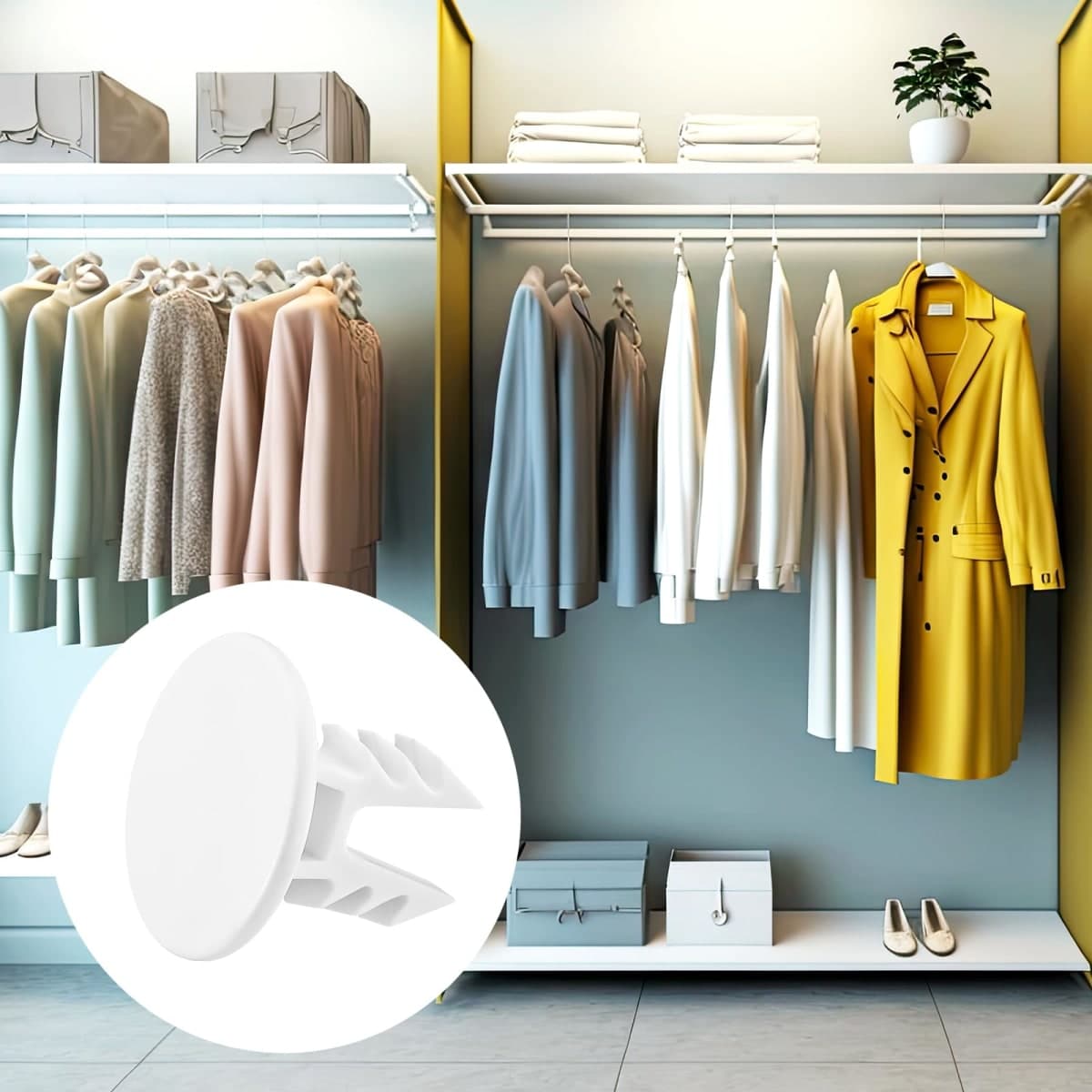 DoubleFill 10 Pieces Plastic Closet Rod End Caps Closet Rod Hang Bar Sealing Plug Brackets Endcaps Accessories(White) thumbnail 5