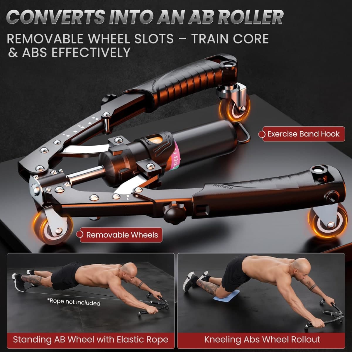 Twister Arm Trainer, 3 in 1 Hydraulic Power Chest Workout Equipment with Ab Roller Wheels and Hooks, Adjustable 22-440lbs Arm Trainer for Men Women, Home Gym Equipment for Full Body Strength Training thumbnail 4