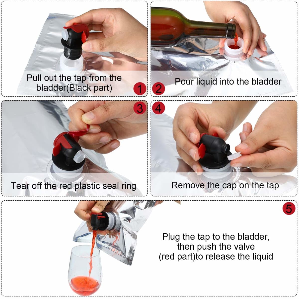 Zonon 6 Pieces Alcohol Pouches Wine Purse Refill Bags Refill Bladders Reusable Refillable Wine Replacement Liquor Drink Storage Pouch for Adults Alcohol for Cools, Purse, Holders, Carriers(1.5 L) thumbnail 5