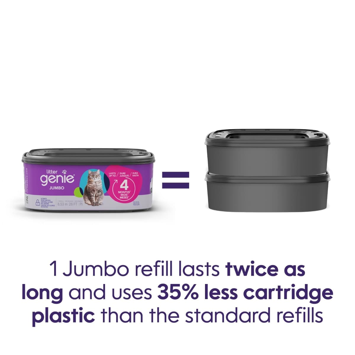 Litter Genie Jumbo Refill Bag - Multi-Layer Refill Bags w/Up to 4 Months of Supply - Compatible w/Standard, Plus, Style, & XL+ Litter Genie Pails thumbnail 5