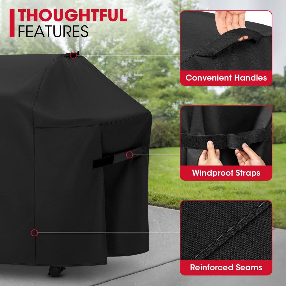 Unicook 58 Inch BBQ Grill Cover, Heavy Duty Waterproof Barbecue Cover, Fade and UV Resistant, Compatible with Weber Genesis II LX 300 Series, Genesis 300 Series Gas Grills, and More thumbnail 5