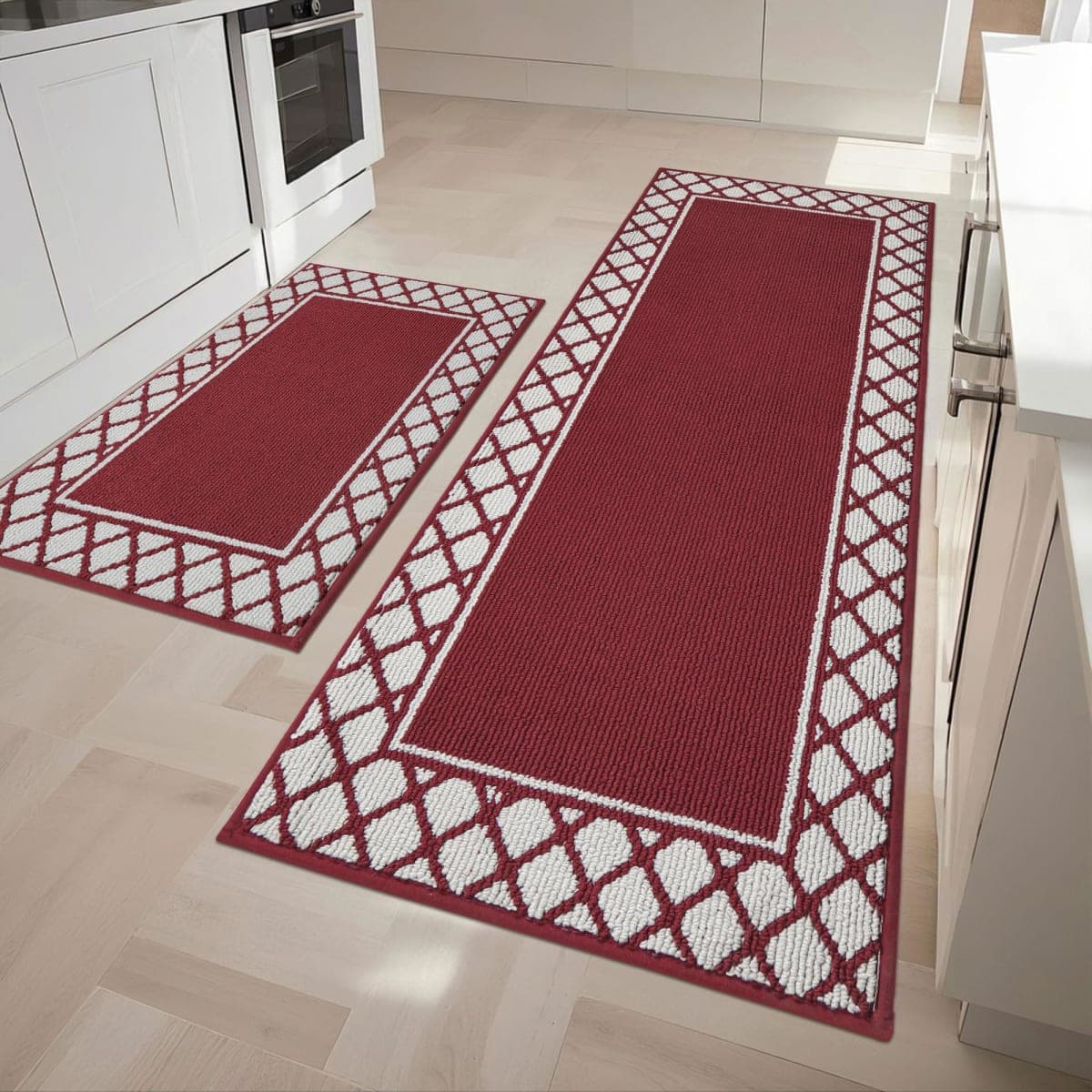 COSY HOMEER Kitchen Rugs Non Slip Washable Kitchen Mats for Floor Absorbent Kitchen Rugs Sets of 2 Kitchen Runner Rugs for Kitchen Carpet Sink Laundry Area Rugs,Black,24" x 35"+24" x 60" — image 1