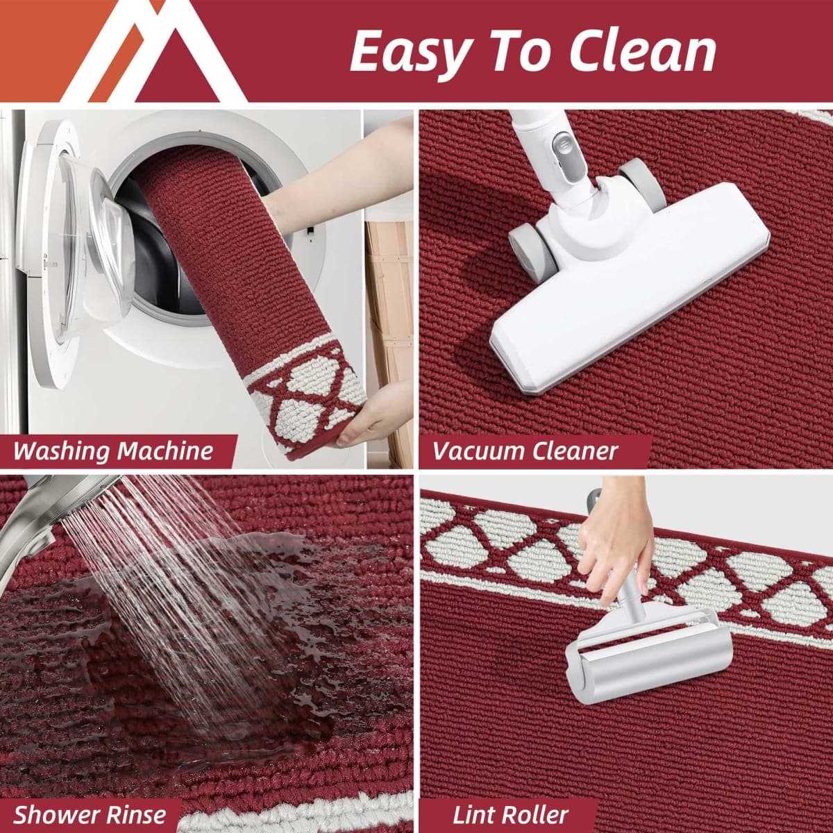 COSY HOMEER Kitchen Rugs Non Slip Washable Kitchen Mats for Floor Absorbent Kitchen Rugs Sets of 2 Kitchen Runner Rugs for Kitchen Carpet Sink Laundry Area Rugs,Black,24" x 35"+24" x 60" thumbnail 5