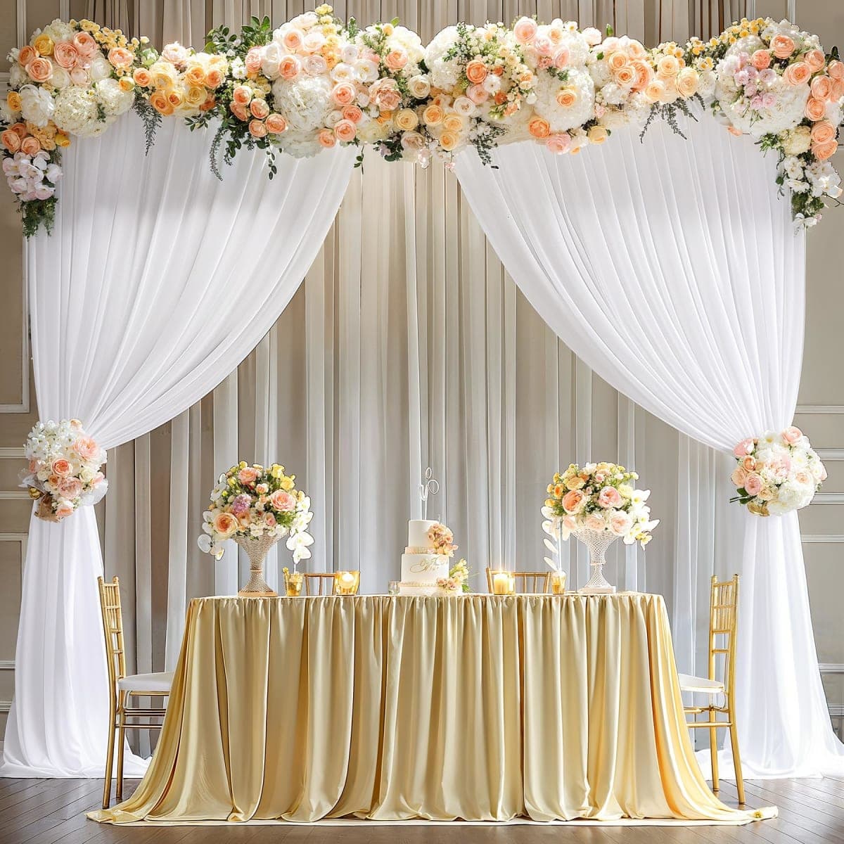 10x10ft White Backdrop Curtain Panels for Parties - Wrinkle Free Polyester Photo Curtain Backdrop Wedding Back Drop Fabric Drapes for Party Decorations Background for Photography thumbnail 3