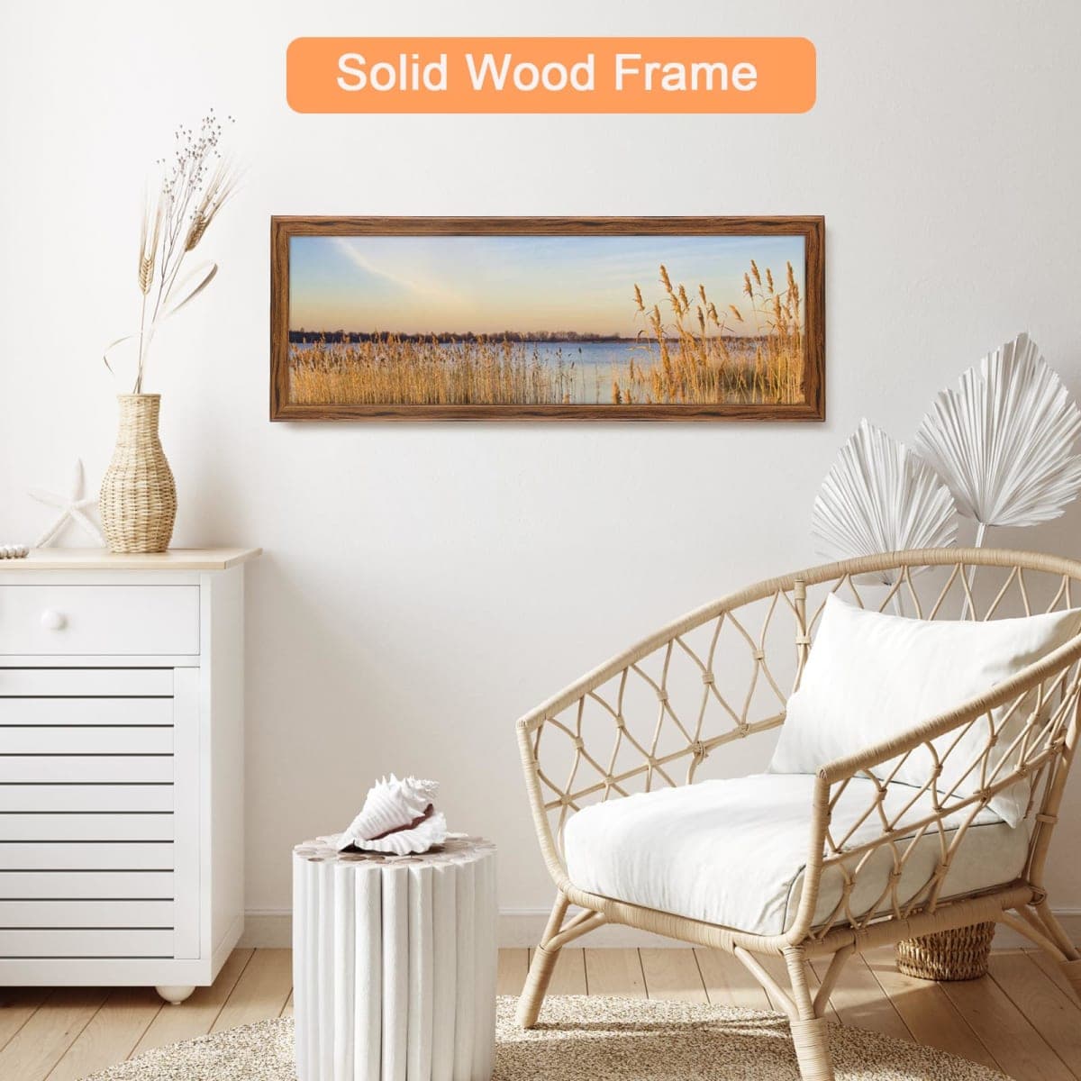 5x15 Wood Frame Brown, Rustic Natural Wooden 15x5in Poster Picture Frame, Distressed 5 x 15inch Woodgrain Gallery Photo Frame with HD Plexiglass, Horizontal Vertical Wall Mounting Display 1pcs thumbnail 3