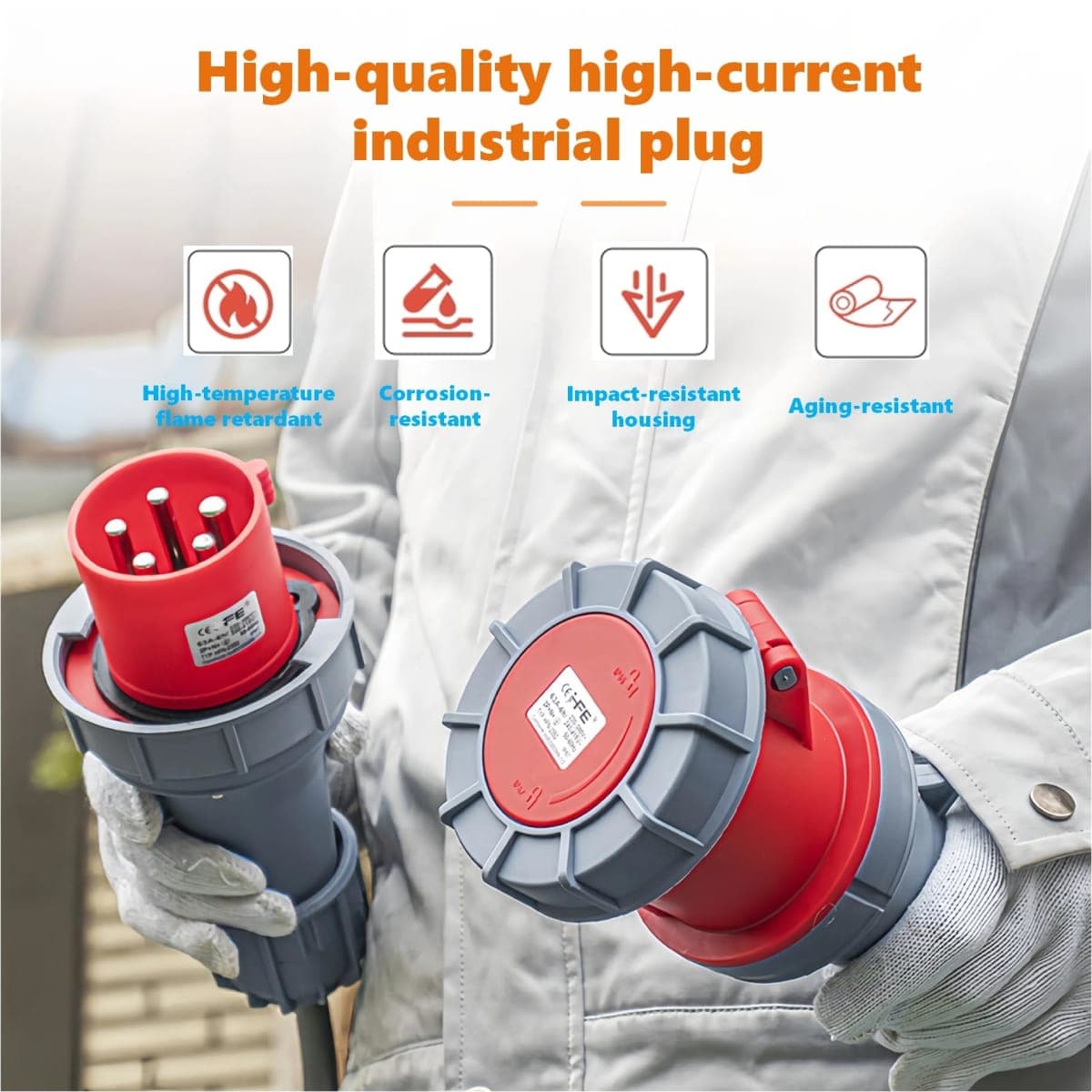 Triowei IEC 60309 Waterproof Industrial Connector Socket, 5 Pin 63A/125A 380-415V 3P+E+N 6H IP67 Female Power Connector, Heavy Duty CEE Industrial Socket for Aviation and Industry thumbnail 4