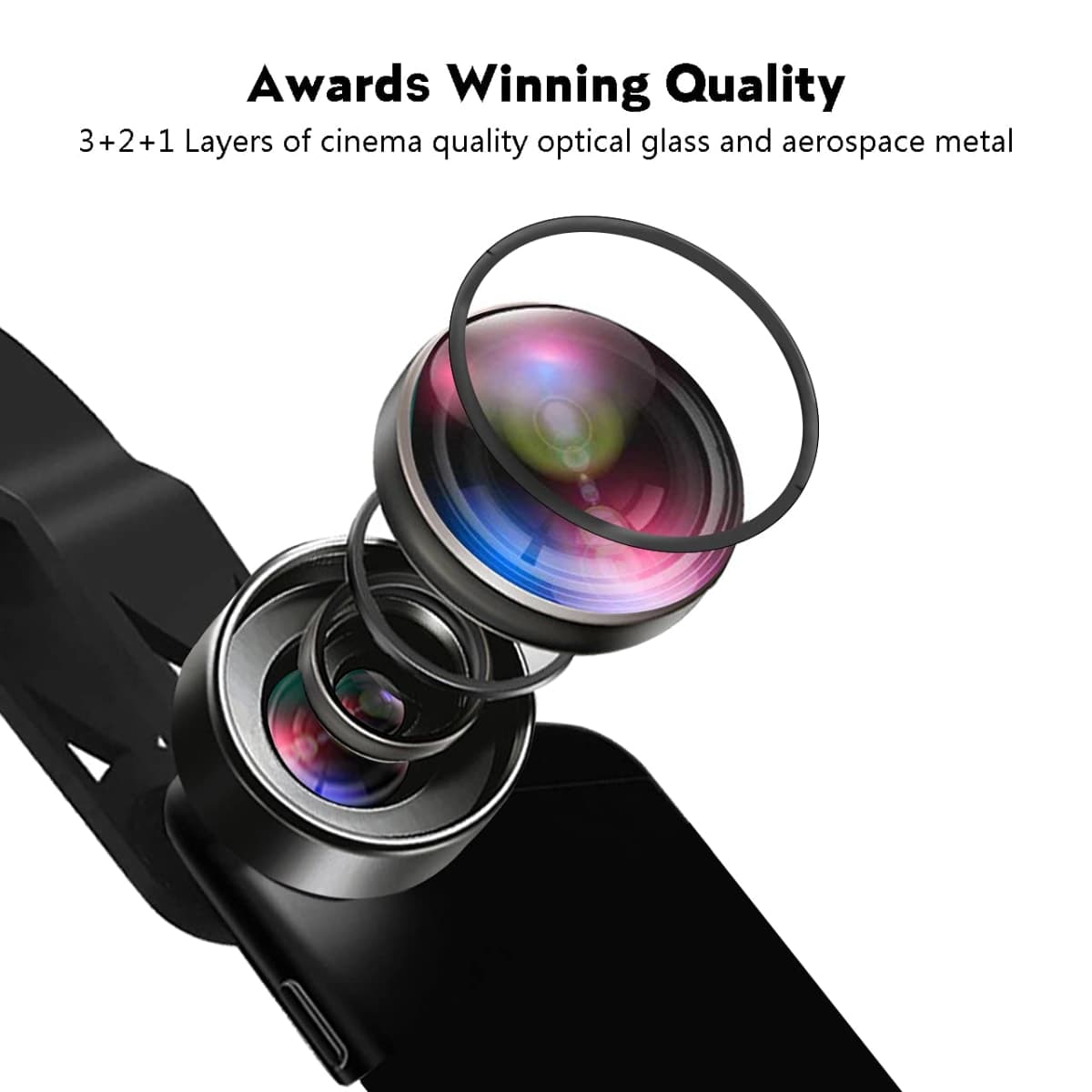 KEYWING Phone Camera Lens 3 in 1 Phone Lens Kit, 198 Fisheye Lens + 120 Super Wide-Angle Lens + 20x Macro Lens for iPhone Samsung Android Smartphone thumbnail 2