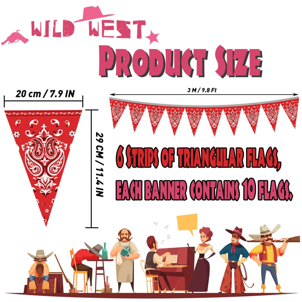 49ft Western Birthday Decorations, Western Pennant Flag Banner, Western Theme Triangle Flags Banner for Western Birthday Party Decorations… thumbnail 2