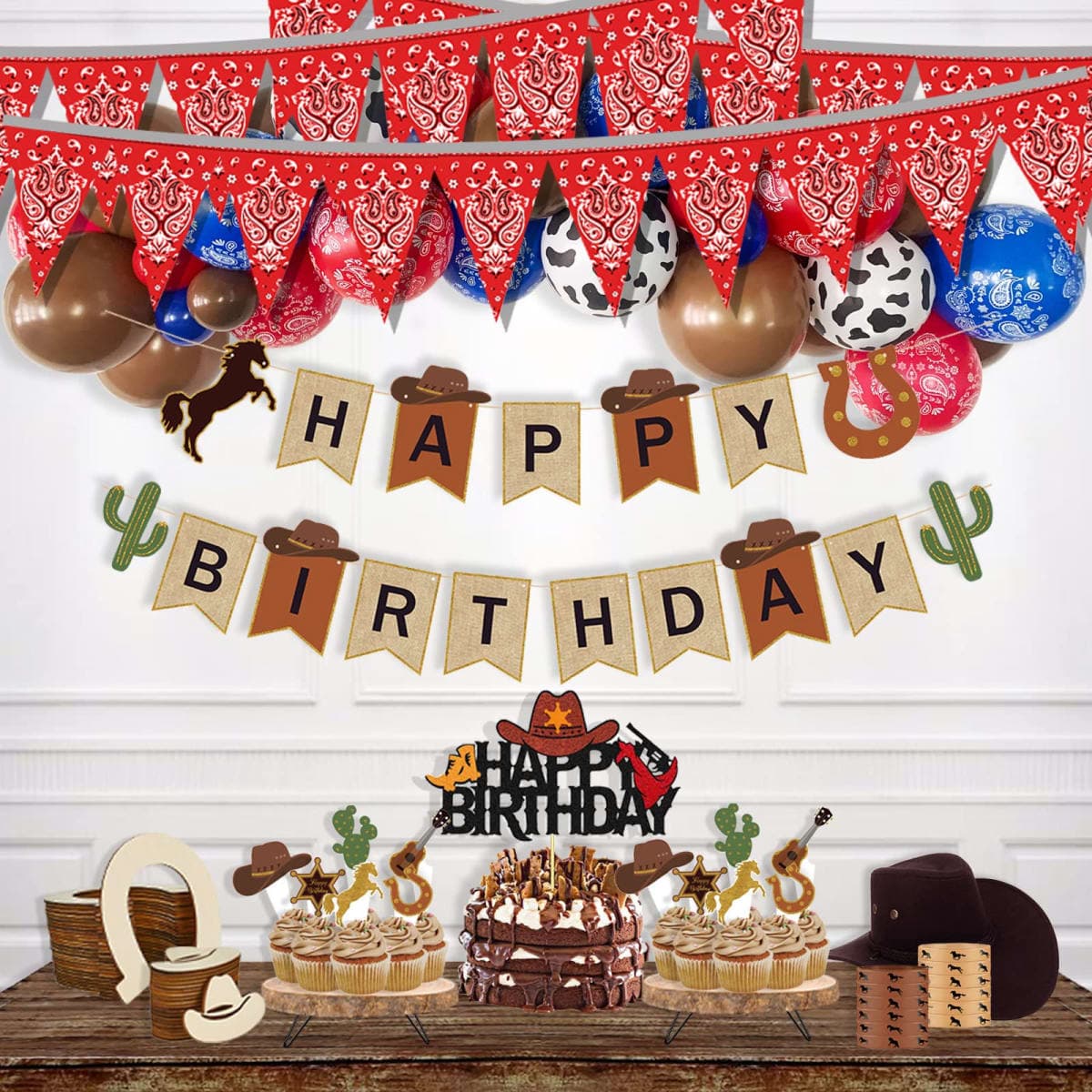 49ft Western Birthday Decorations, Western Pennant Flag Banner, Western Theme Triangle Flags Banner for Western Birthday Party Decorations… thumbnail 4