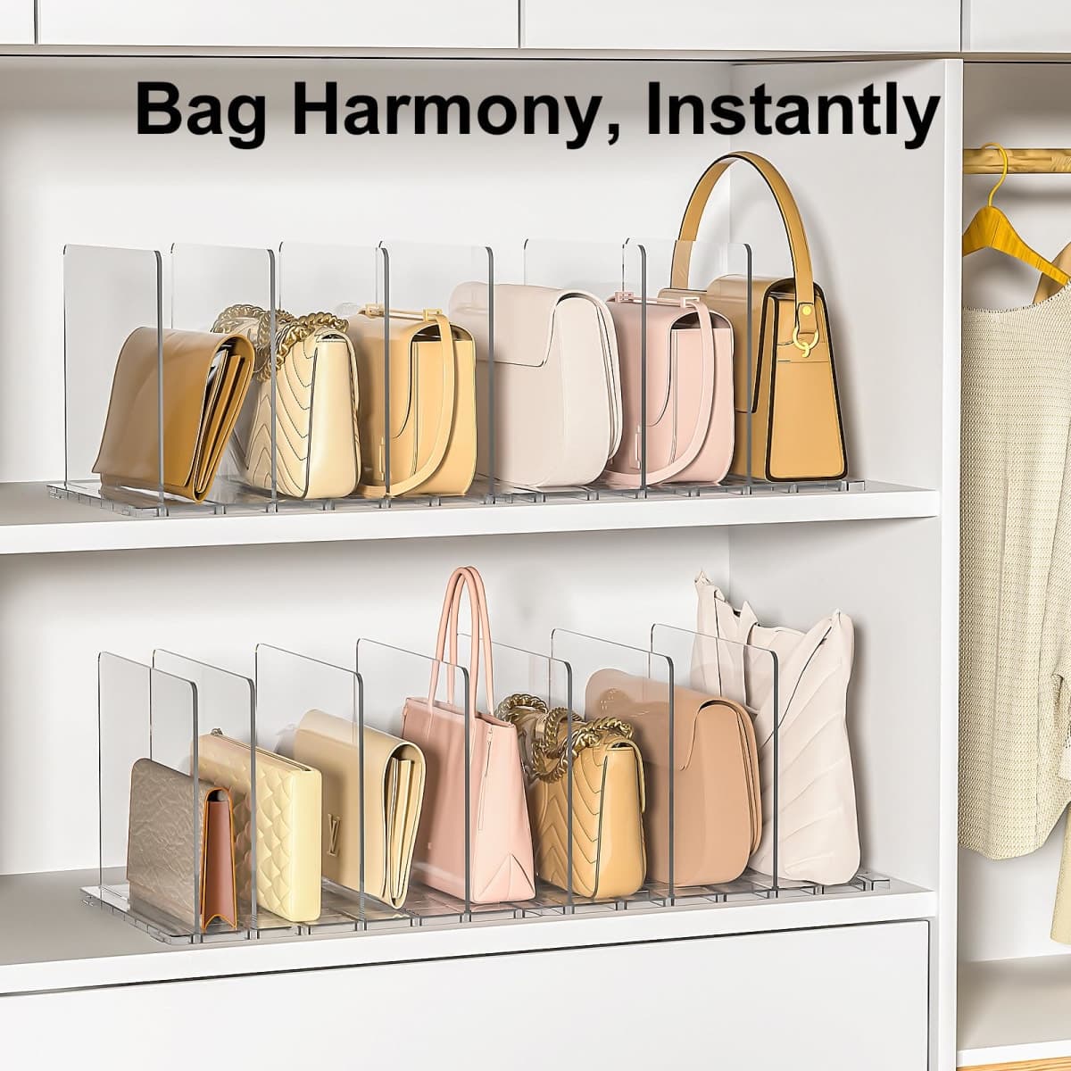 SortNStore Bag Purse Organizer Accessories: 2-Dividers- Plastic Clutch Dividers for Closet Organizers and Storage - Keep Carteras & Pocketbook Upright thumbnail 3