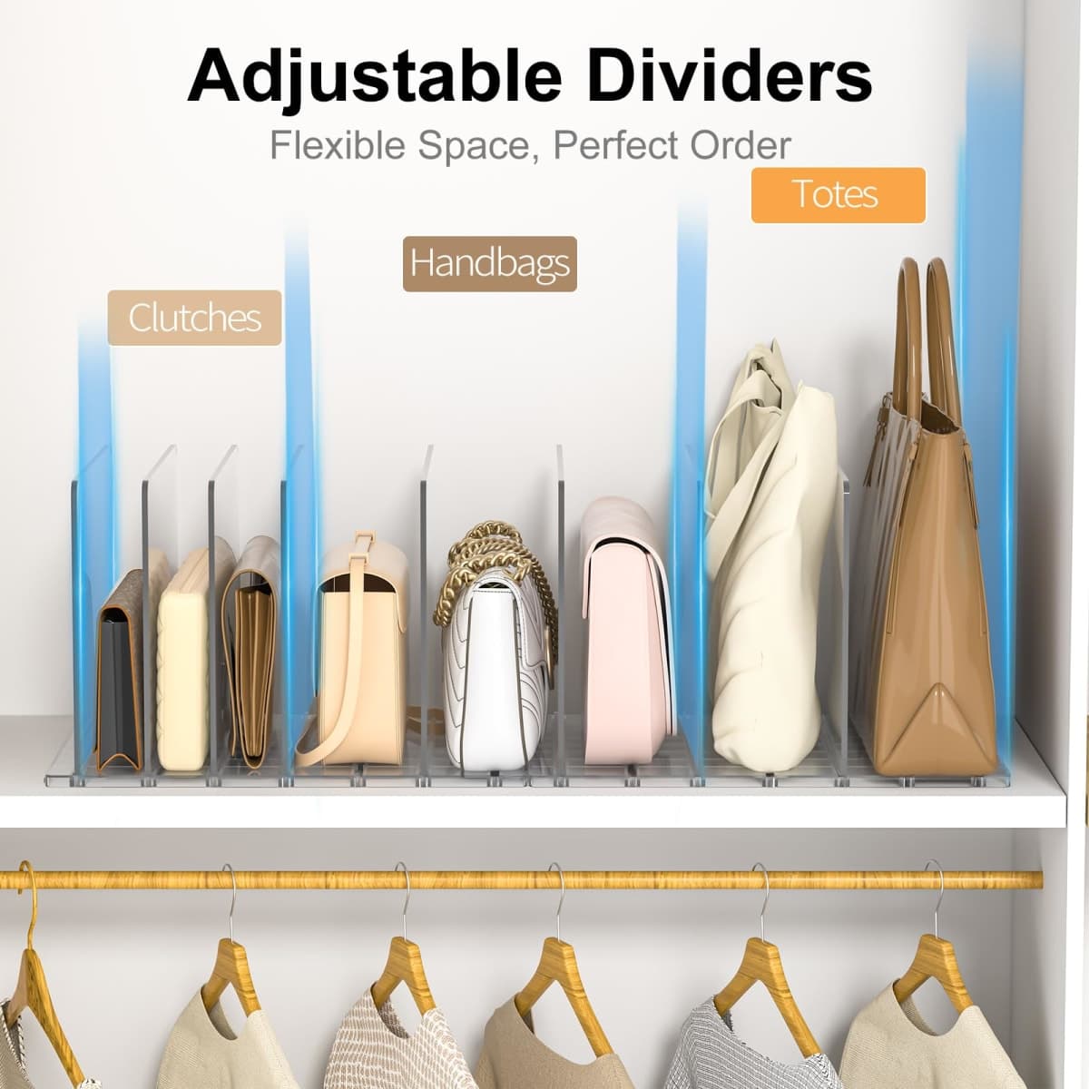 SortNStore Bag Purse Organizer Accessories: 2-Dividers- Plastic Clutch Dividers for Closet Organizers and Storage - Keep Carteras & Pocketbook Upright thumbnail 4