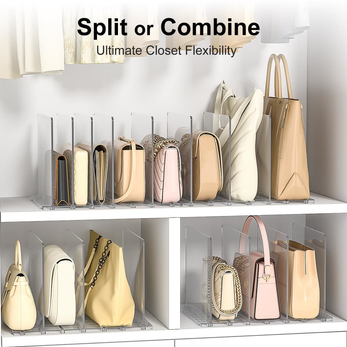 SortNStore Bag Purse Organizer Accessories: 2-Dividers- Plastic Clutch Dividers for Closet Organizers and Storage - Keep Carteras & Pocketbook Upright thumbnail 5