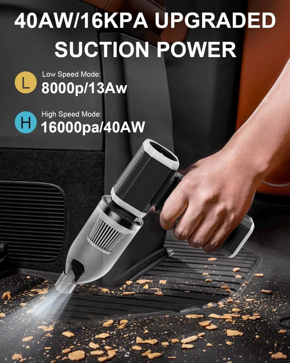 Electric Air Duster, Mini Vacuum Cleaner - 180000 RPM Turbo Fan 2-in-1 Compressed Air Duster & Vacuum Stepless Speed Adjustable for Dust Debris Removal Keyboards Electronics Home Auto Outdoor Use thumbnail 2