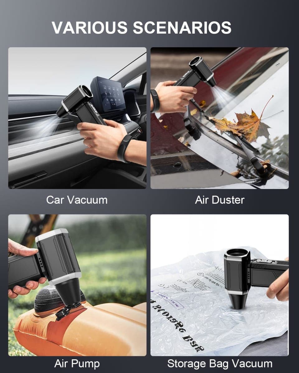 Electric Air Duster, Mini Vacuum Cleaner - 180000 RPM Turbo Fan 2-in-1 Compressed Air Duster & Vacuum Stepless Speed Adjustable for Dust Debris Removal Keyboards Electronics Home Auto Outdoor Use thumbnail 5