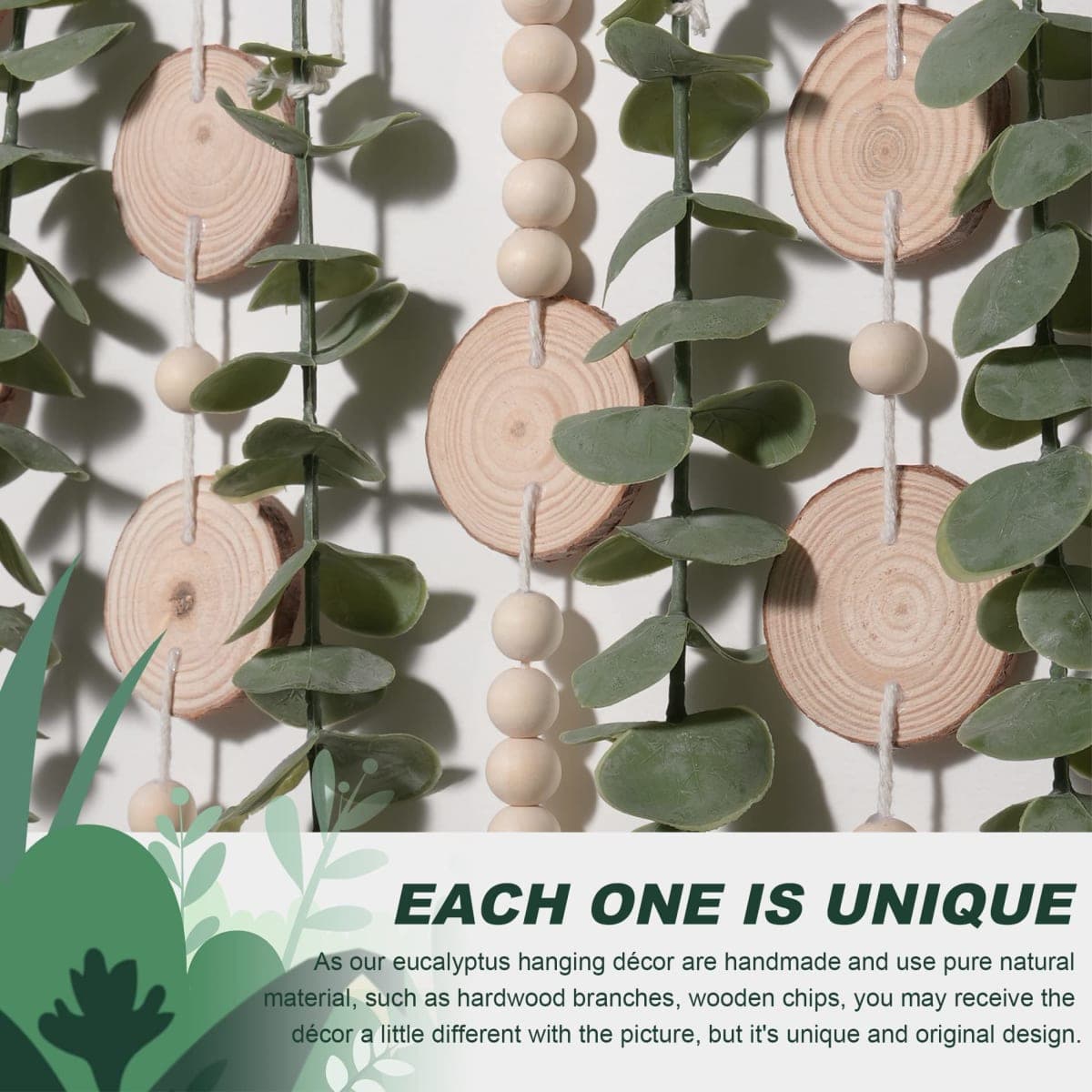 Bathroom Decor Artificial Eucalyptus Hanging Wall Decor Fake Eucalyptus Greenery Leaves Stems Wall Hanging Plants on 16.5 inch Wooden Stick Boho Rustic Farmhouse Decor for Bedroom Kitchen Dining Room thumbnail 4