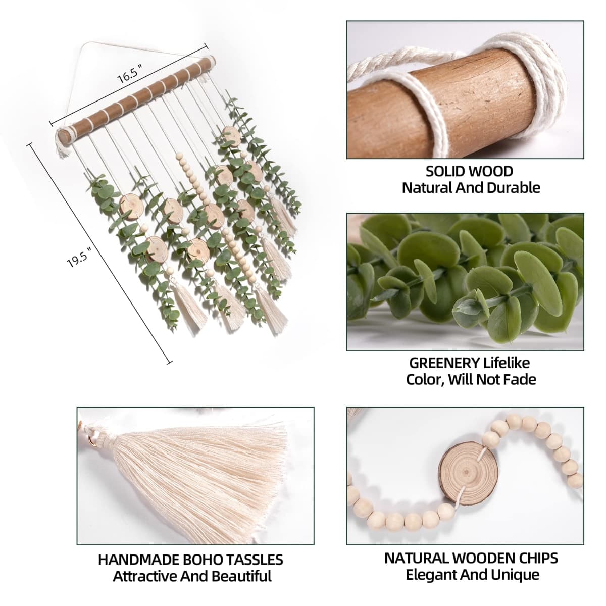 Bathroom Decor Artificial Eucalyptus Hanging Wall Decor Fake Eucalyptus Greenery Leaves Stems Wall Hanging Plants on 16.5 inch Wooden Stick Boho Rustic Farmhouse Decor for Bedroom Kitchen Dining Room thumbnail 5