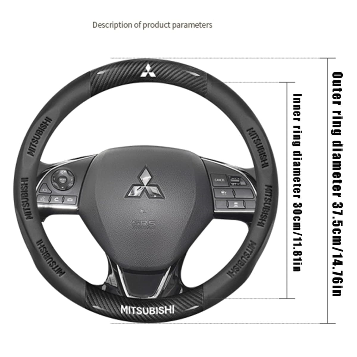 Zotitlk New Fit Mitsubishi Leather Steering Wheel Cover,Stylish Nappa Leather Carbon Fiber Texture Protector Fit Mitsubishi Outlander Lancer Accessories (New-Mist) thumbnail 2