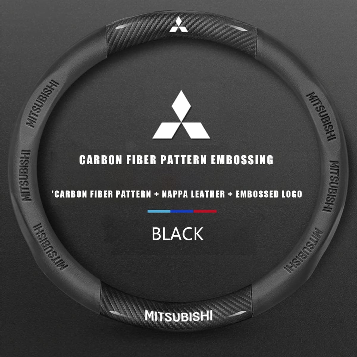 Zotitlk New Fit Mitsubishi Leather Steering Wheel Cover,Stylish Nappa Leather Carbon Fiber Texture Protector Fit Mitsubishi Outlander Lancer Accessories (New-Mist) thumbnail 4