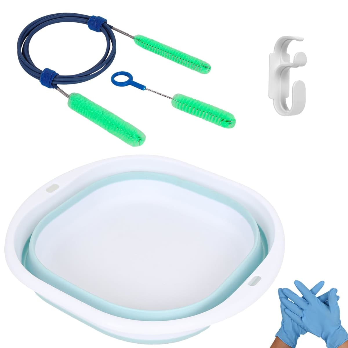 CPAP Hose Cleaner Kit - CPAP Tube Cleaning Brush, CPAP Hose Brush, LongFlexible CPAP Tube Brush with Basin, Drying Hook & Gloves - CPAP CleaningSupplies for Hose, Mask & Tubing — image 1