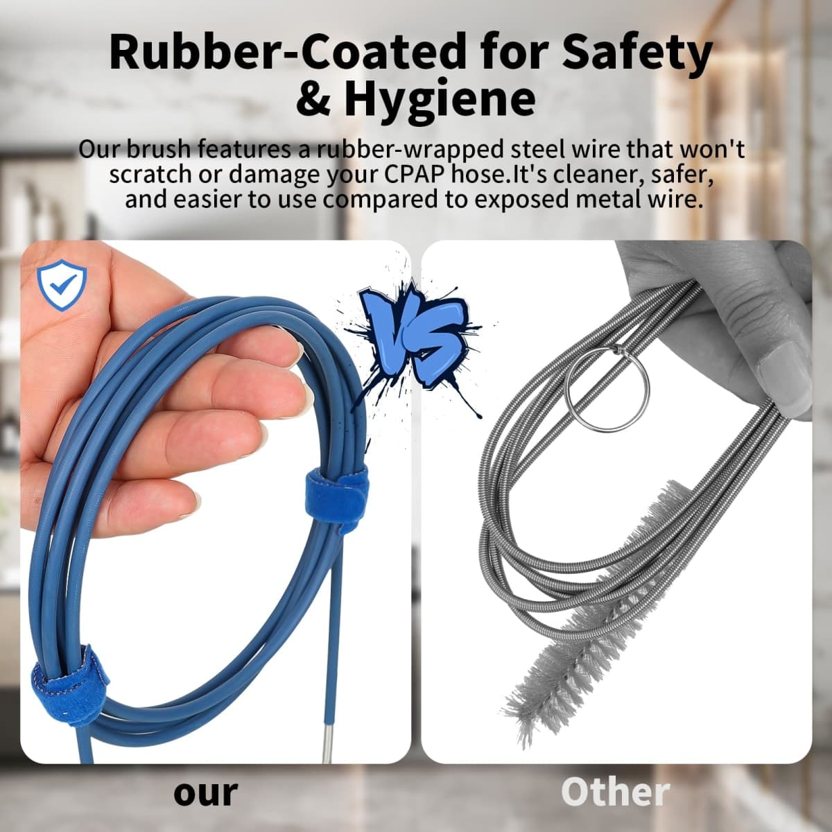 CPAP Hose Cleaner Kit - CPAP Tube Cleaning Brush, CPAP Hose Brush, LongFlexible CPAP Tube Brush with Basin, Drying Hook & Gloves - CPAP CleaningSupplies for Hose, Mask & Tubing thumbnail 2