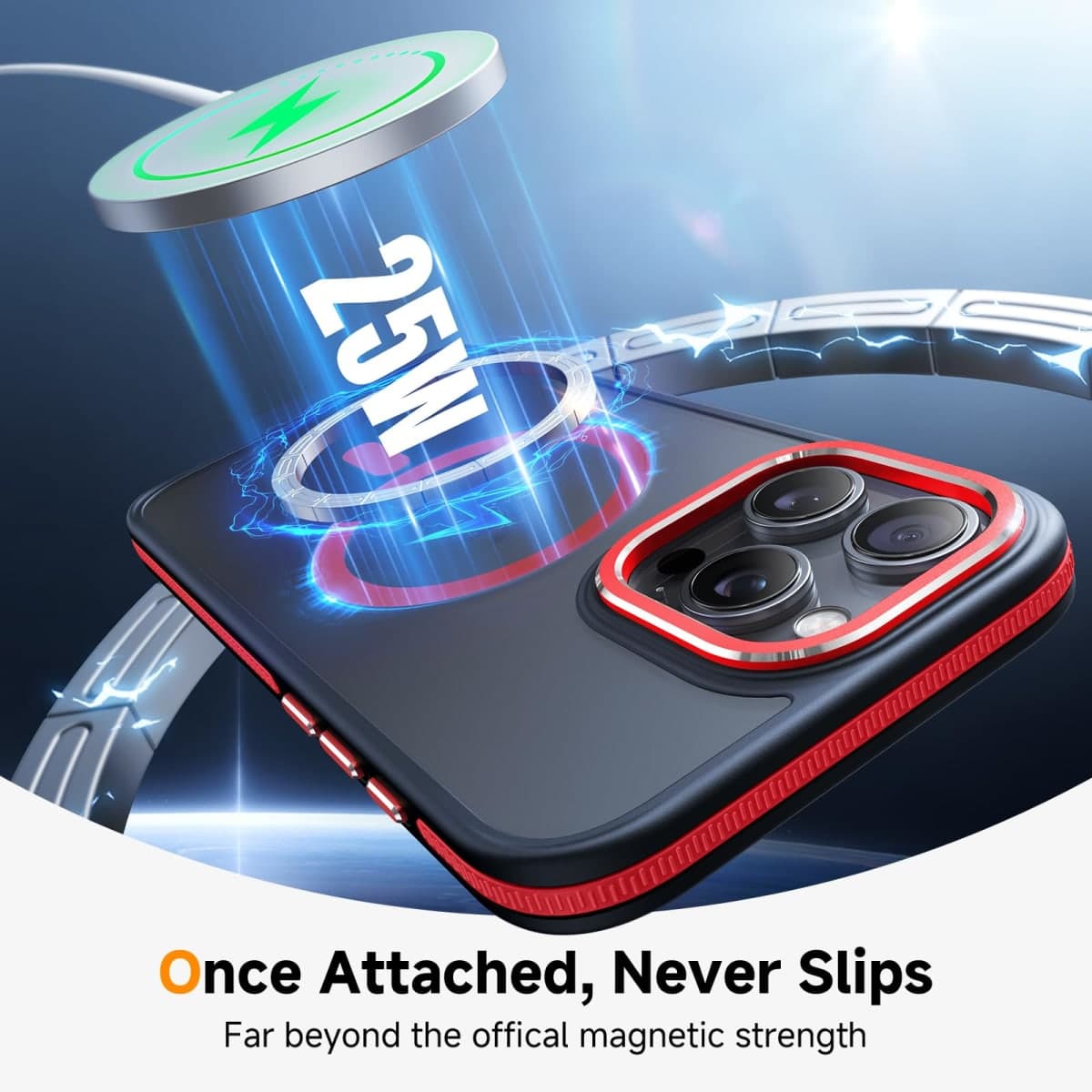 Magnetic 3 in 1 for iPhone 16 Pro Max Case, [Omni-Directional Protection] with 1x Screen Protector + 1x Camera Cover, [Seamless Work with Magsafe] Protective Matte Silm Case for iPhone 16 Pro Max Red thumbnail 4