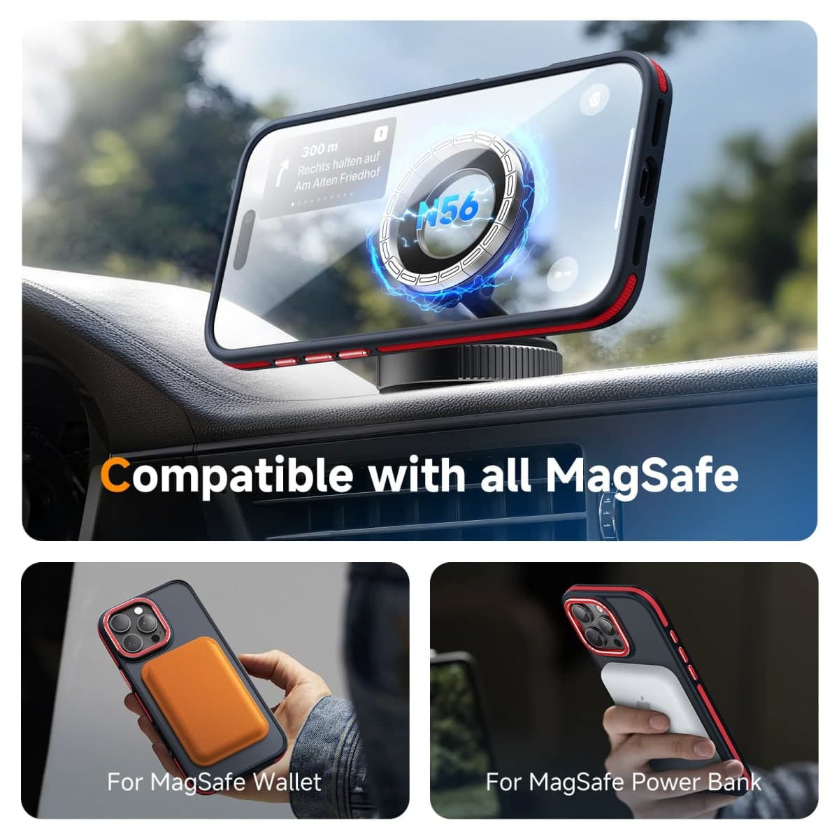 Magnetic 3 in 1 for iPhone 16 Pro Max Case, [Omni-Directional Protection] with 1x Screen Protector + 1x Camera Cover, [Seamless Work with Magsafe] Protective Matte Silm Case for iPhone 16 Pro Max Red thumbnail 5