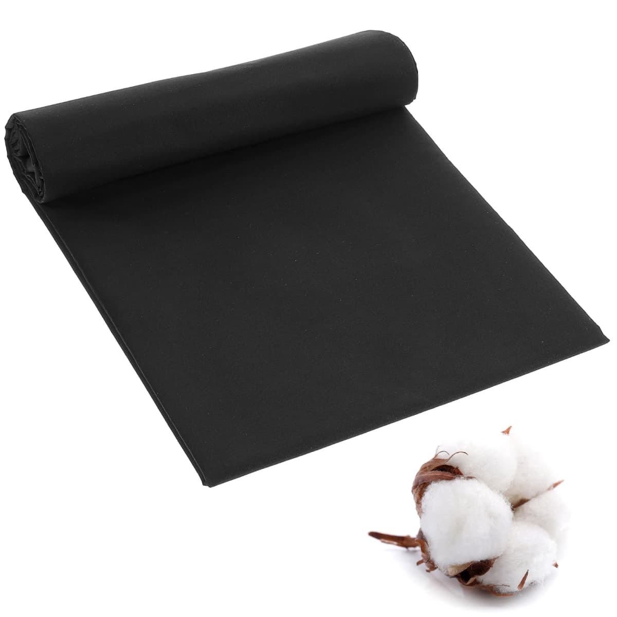 10 Yards Black Cotton Fabric by The Yard Fabrics,59 Inches Wide Medium Weight 100% Natural Cotton Fabrics,Bleached Muslin Fabric for Sewing Clothing Crafts Material — image 1