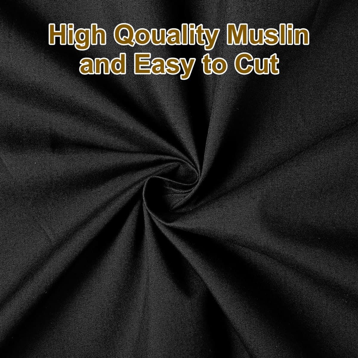 10 Yards Black Cotton Fabric by The Yard Fabrics,59 Inches Wide Medium Weight 100% Natural Cotton Fabrics,Bleached Muslin Fabric for Sewing Clothing Crafts Material thumbnail 3