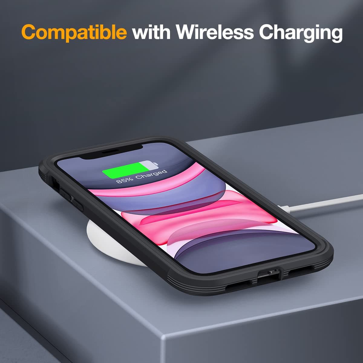 Miracase Cellular Phone Case for iPhone 11, Glass Series - 360° Rugged Bumper with Built-in 9H Tempered Glass Screen & Camera Protector (Black) thumbnail 4