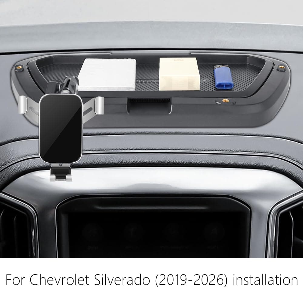 Car Phone Holder Center Console Organizer Tray for 2019-2026 Chevy Chevrolet Silverado/GMC Sierra [8-inch Screen] Auto Interior Accessories Cell Phones Mount Mobile Cellphone Stand Dashboard Storage thumbnail 4