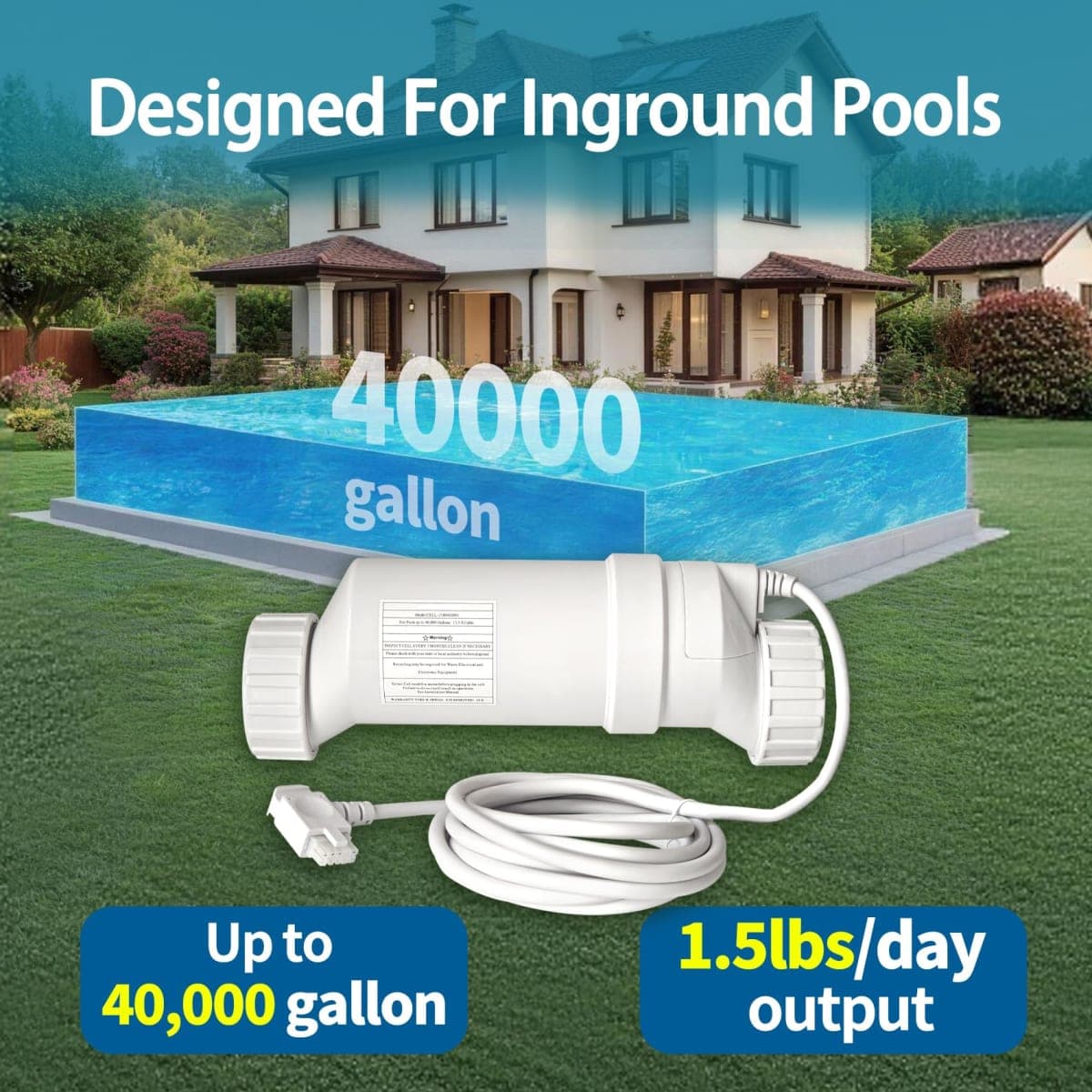 Togsher T15 Salt Cell Replacement for Inground Swimming Pool Up to 40,000 Gallons, Compatible with Hayward T15 Salt Cell, Upgraded Version, 7000+ Hours Service Life thumbnail 5