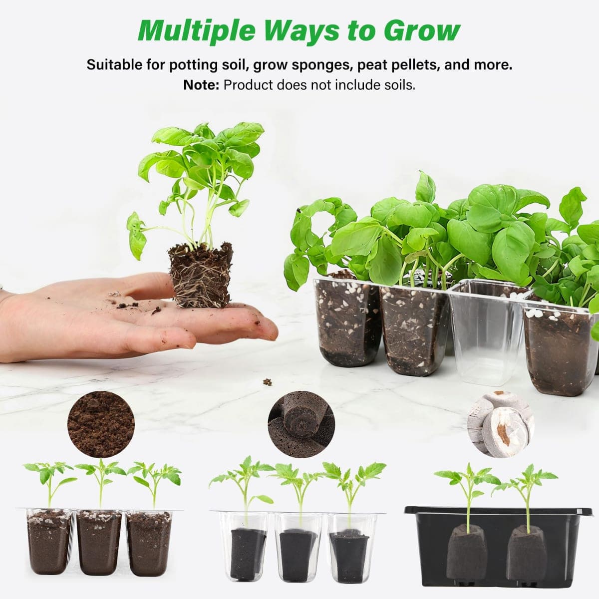 5-Pack Seed Starter Tray Seedling Kits,Plant Starter Kit with Adjustable Humidity Dome and Base Indoor Greenhouse Mini Propagator for Seeds Growing Starting (12 Cells per Tray，Black) thumbnail 5