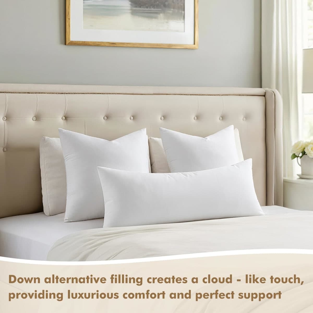 MIULEE 14x36 Down Alternative Pillow Insert Decorative Throw Pillow 14 x 36 Inch Body Bed Sleeping Ultra Soft Fluffy Form for Sofa Couch Bed thumbnail 2