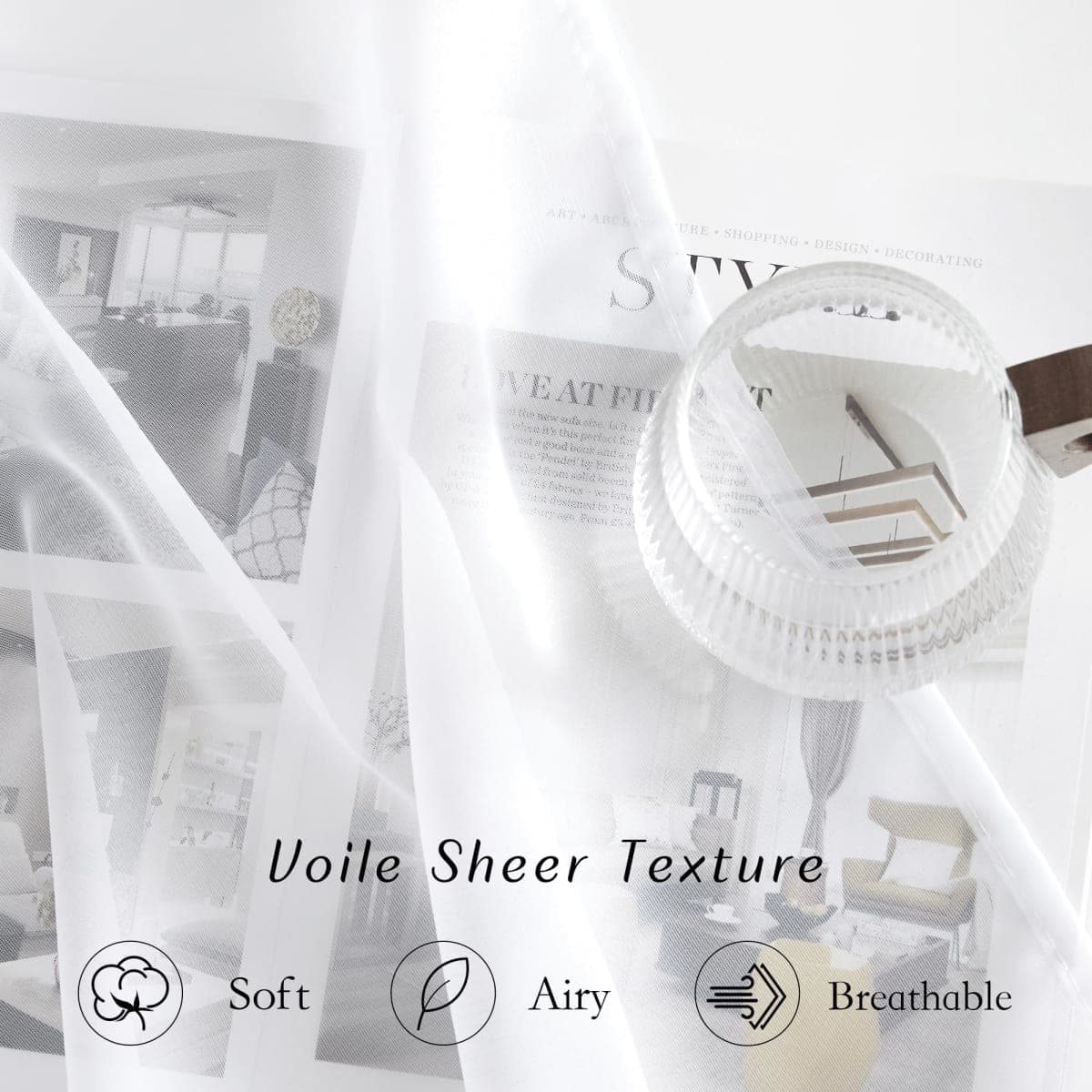 NICETOWN Voile White Sheer Curtains for Bedroom - Grommet Light Filtering Elegant Panels Lightweight & Breathable Window Treatments for Living Room, W54 x L90, 1 Pair thumbnail 4