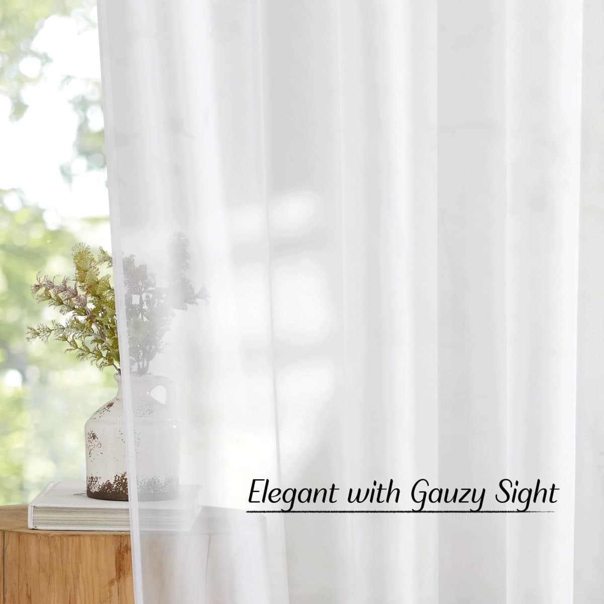 NICETOWN Voile White Sheer Curtains for Bedroom - Grommet Light Filtering Elegant Panels Lightweight & Breathable Window Treatments for Living Room, W54 x L90, 1 Pair thumbnail 5