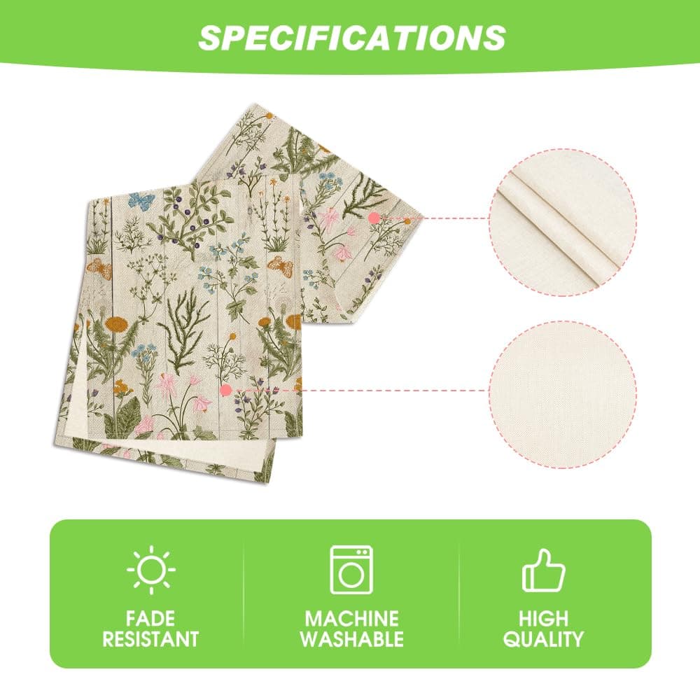 Artoid Mode Wood Wild Flowers Floral Spring Table Runner,Seasonal Summer Kitchen Dining Table Decoration for Home Party Decor 13x72 Inch thumbnail 5