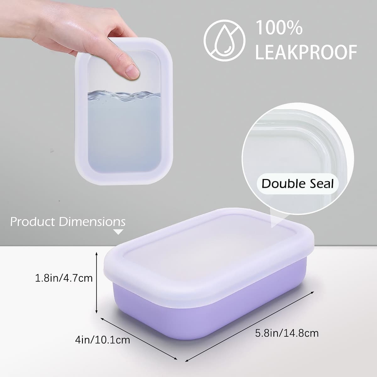 AIDIMMING Large Clear Lid Travel Soap Case, Leak-Proof Shampoo Bar Holder for Shampoo and Conditioner Bar Set, Visible Container with Drain Pad for Oversized Handmade Bars, Travel Gym, Purple thumbnail 2