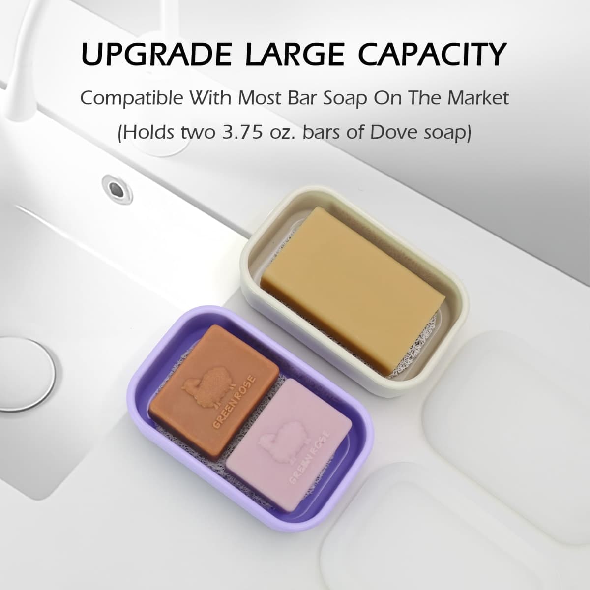 AIDIMMING Large Clear Lid Travel Soap Case, Leak-Proof Shampoo Bar Holder for Shampoo and Conditioner Bar Set, Visible Container with Drain Pad for Oversized Handmade Bars, Travel Gym, Purple thumbnail 3
