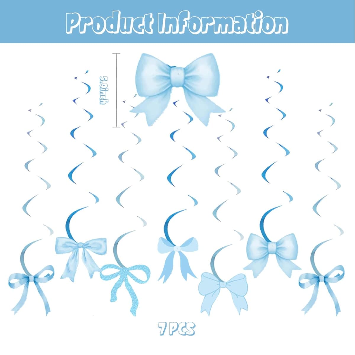 Blue Bow Party Decorations Happy Birthday Banner Garland and Hanging Swirls Bow Knot Bachelorette Party Decoration Set for Girls Wedding Birdal Shower Birthday Party Supplies thumbnail 4