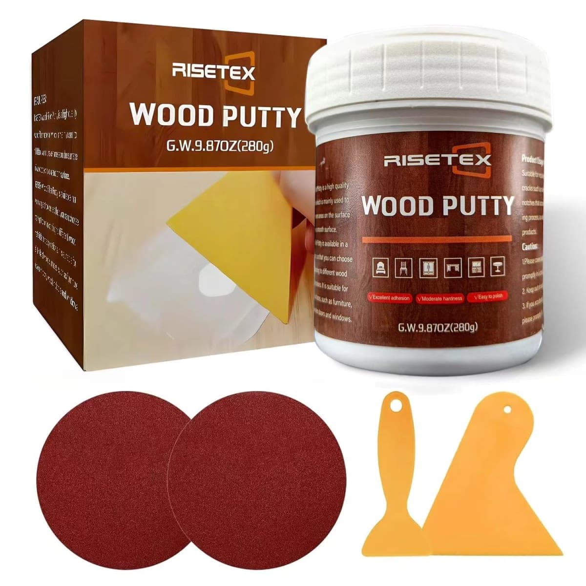 Wood Filler Putty, 10.8 Oz Stainable & Paintable Wood Filler, Walnut Wood Putty, Wood Repair Kit for Quickly Repair Any Breaks, Cracks, Chips — image 1